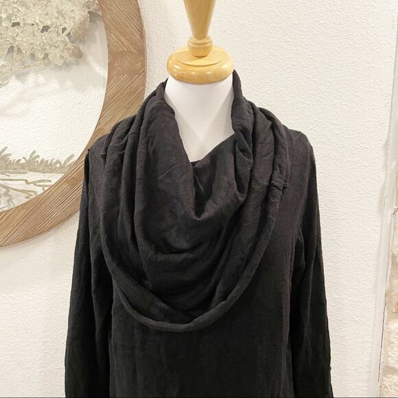 H Halston Cowl Neck Sweater Dress Black Large - Picture 3 of 6